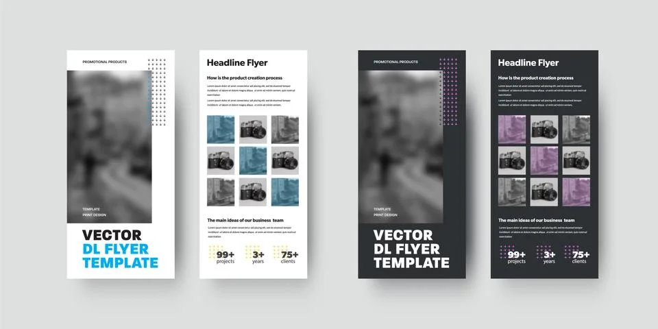 Set of vector dl flyers template with design and arrows Stock Illustration