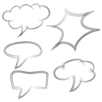 Set Vector of Doodle Blank Bubble Chat and Various Shape Multiple Lines Stock Illustration