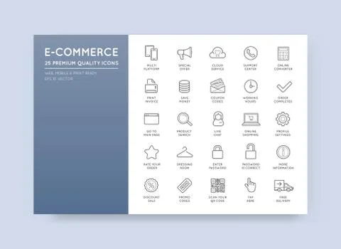 Set of Vector E-Commerce Icons Shopping and Online can be used as Logo or Ico Stock Illustration