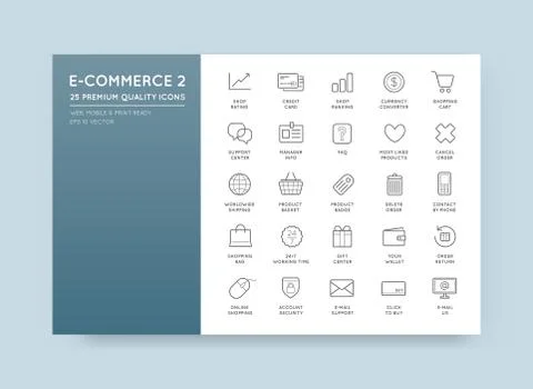 Set of Vector E-Commerce Icons Shopping and Online can be used as Logo or Ico Stock Illustration