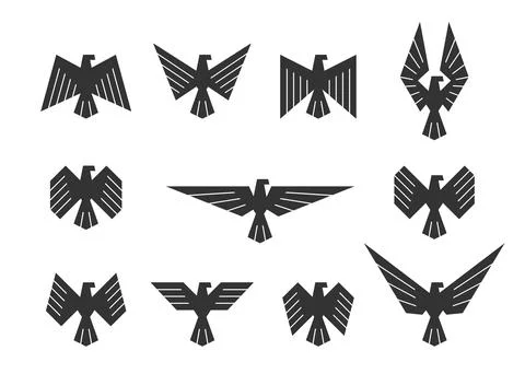 Set of vector eagles. Eagle silhouette design for logo, badge or icon. Stock Illustration