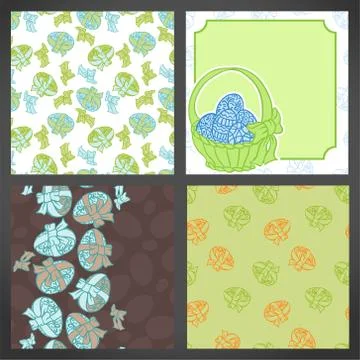 Set of vector easter backgrounds, lots detail Stock Illustration