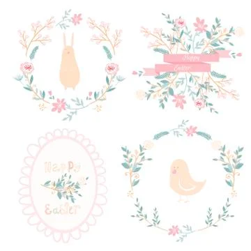Set of vector easter frames and elements Illustrazione stock