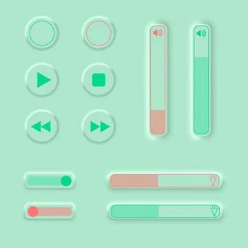 Set of vector editable neomorphic buttons. Stock Illustration