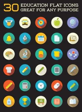 Set of Vector Education Flat Icons can be used as Logo or Icon in premium qua Stock Illustration