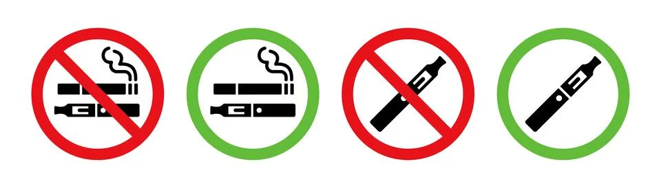 Set of vector electronic cigarette and regular cigarette icons with red pro.. Ilustración de archivo