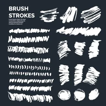 Set of vector elements borders, circles, strokes of dry ink brush. 스톡 일러스트