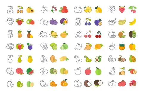 Set of Vector Elements of Fruits and Berries Illustrazione stock gratuita