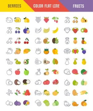 Set of Vector Elements of Fruits and Berries Illustrazione stock gratuita