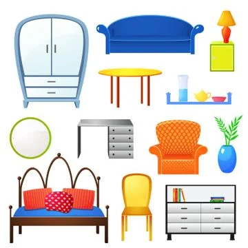 Set vector elements furniture isolated from the background Illustrazione stock