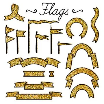 Set of vector elements with gold glitter for party and Birthday Stock-Illustration