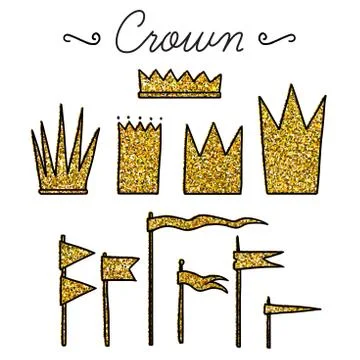 Set of vector elements with gold glitter for party and Birthday Illustrazione stock