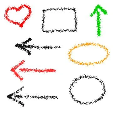 Set of vector elements with sea sand texture, frame, heart, arrows Ilustración de archivo