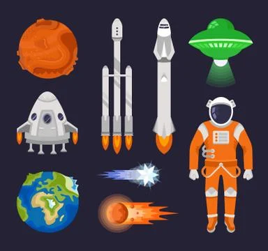 Set of vector elements of space. Free Stock Illustration
