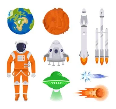 Set of vector elements of space. Free Stock Illustration