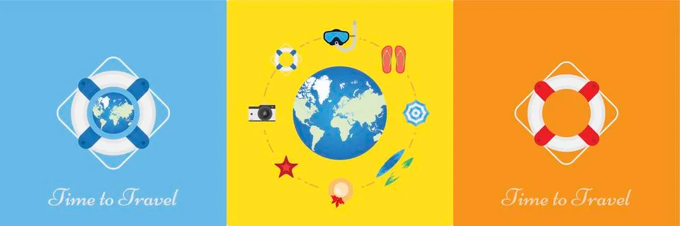 Set of vector elements on the theme of tourism and recreation. Elements on the Stock Illustration