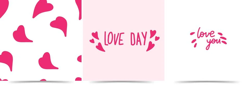 Set of vector elements for Valentine's Day. Greeting cards, seamless pattern for Stockillustratie