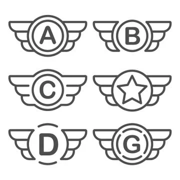 Set of the vector emblems with wings Stock Illustration