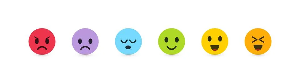 Set of vector emoticons with different emotions. Feedback scale, customer review Stock Illustration