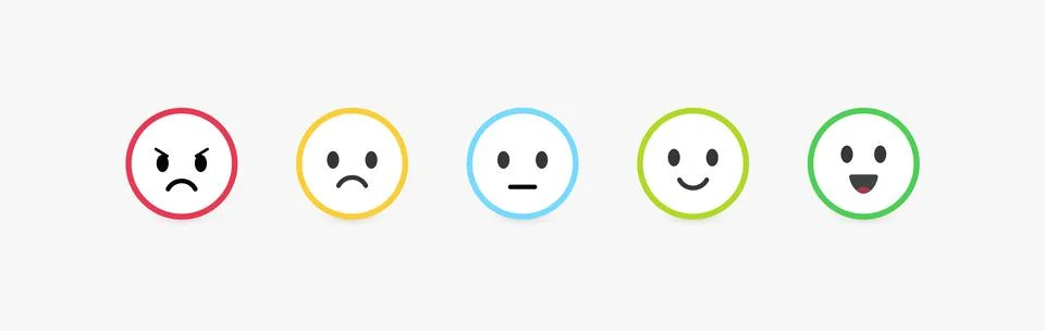 Set of vector emoticons with different emotions. Feedback scale, customer review Stock Illustration