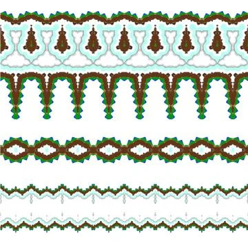 Set of vector exquisite filigree borders or brush style mosaics and inlay Stock Illustration