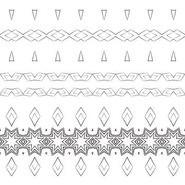 Set of vector filigree patterned brushes Stock Illustration