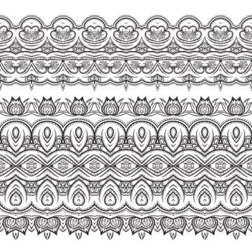 Set of vector filigree patterned brushes イラスト素材