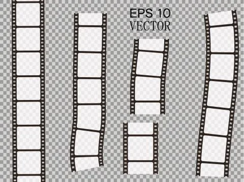Set of vector film strip isolated on transparent background. Stock-Illustration
