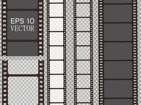 Set of vector film strip isolated on transparent background. Stock-Illustration