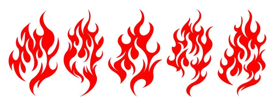 Set of vector fire design elements Stock Illustration
