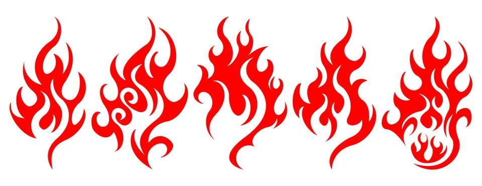 Set of vector fire design elements Stock Illustration