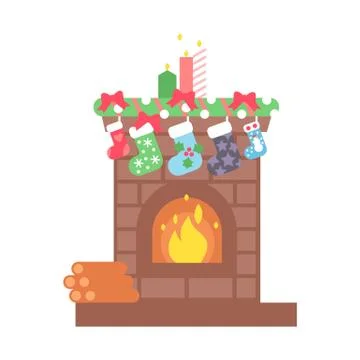 Set of vector fireplace icons Stock Illustration