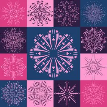 Set of vector fireworks Stock Illustration