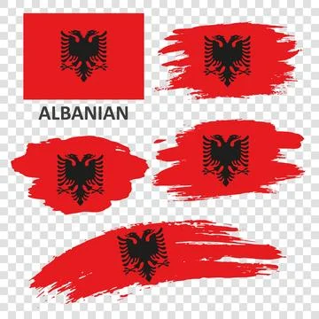 Set of vector flags of Albania Stock Illustration