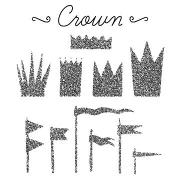 Set of vector flags and crowns Stock Illustration