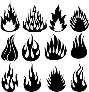 Set of vector flames Stock Illustration