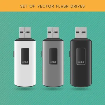 Set Of Vector Flash Drives Stock Illustration