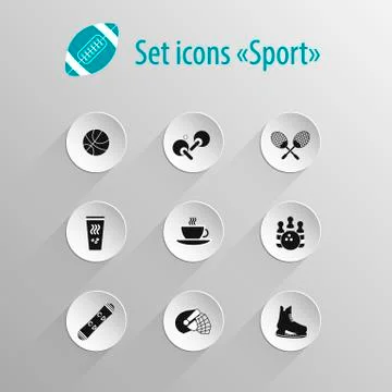 Set of vector flat black icon sport Stock Illustration