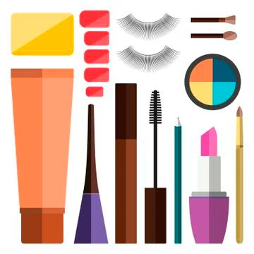 Set of vector flat cosmetics Stock Illustration