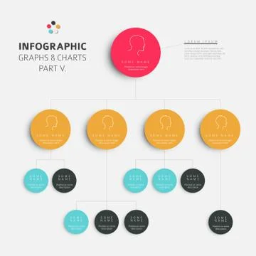 Set of vector flat design infographics hierarchy diagram- fresh retro color v Stock Illustration