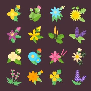 Set Vector Flat Icons of Herbs Free Stock Illustration