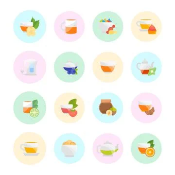 Set Vector Flat Icons of Tea Ceremony Illustrazione stock gratuita