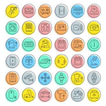 Set Vector Flat Line Icons Appliance Stock Illustration