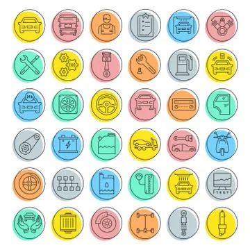 Set Vector Flat Line Icons Car Service Stock Illustration