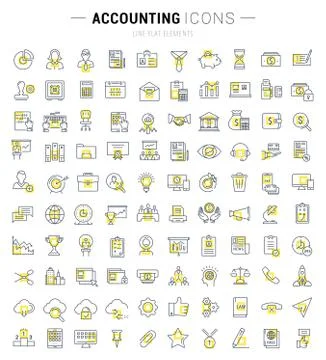 Set Vector Flat Line Icons Accounting and Finance イラスト素材