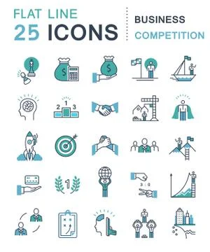 Set Vector Flat Line Icons Stock Illustration