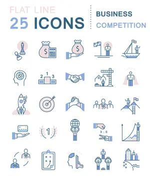 Set Vector Flat Line Icons Stock Illustration