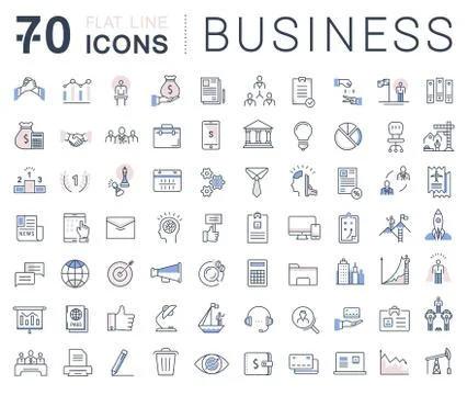 Set Vector Flat Line Icons Business イラスト素材