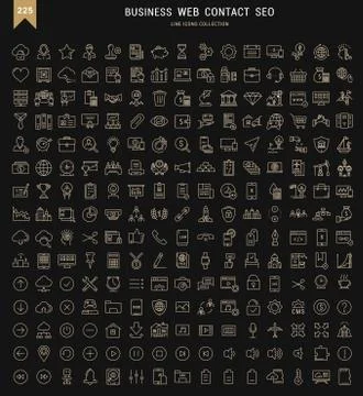 Set Vector Flat Line Icons Business, SEO, WEB and Contact Stock Illustration