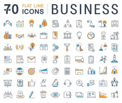 Set Vector Flat Line Icons Business Ilustración de archivo
